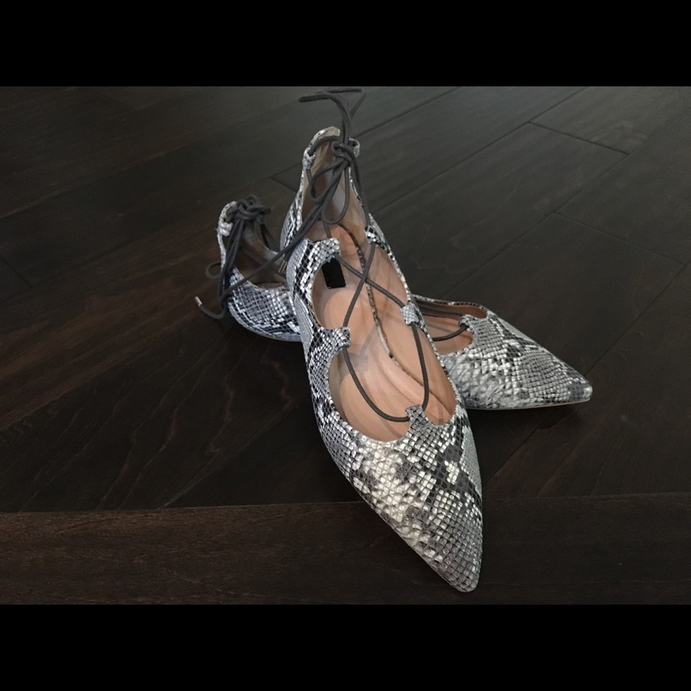 Topshop Kingdom Snakeskin Flats